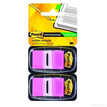 3M™ 680-BP2 закладки клейкие Post-it ® Professional, 25 мм, розовые