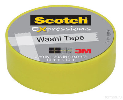 3M™ C314-GRN2 декоративная лента Scotch ® Washi, 15 мм х 10 м, лайм