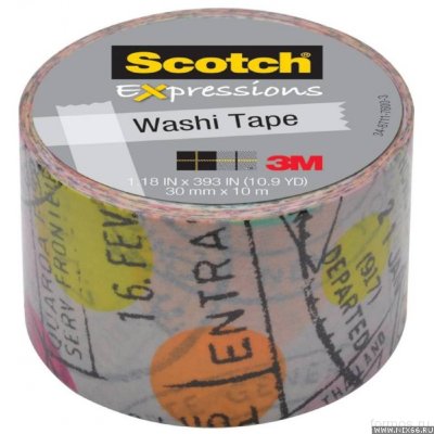 3M™ C314-P1 декоративная лента Scotch ® Washi, 30 мм х 10 м, путешествие