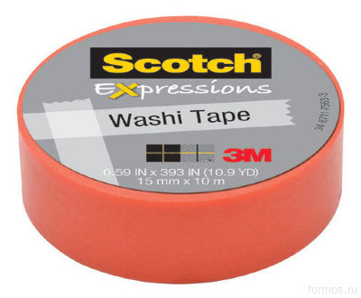 3M™ C314-PNK2 декоративная лента Scotch ® Washi, 15 мм х 10 м, персиковая