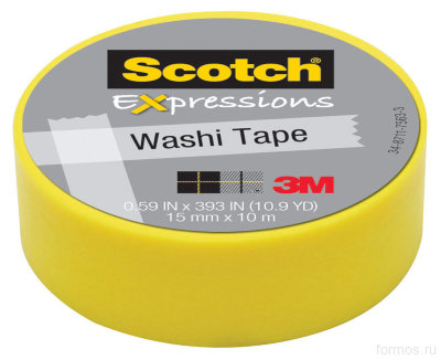 3M™ C314-YEL декоративная лента Scotch ® Washi, 15 мм х 10 м, желтая