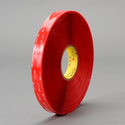 Скотч® двухсторонний красный  4910F (6мм Х 33м) VHB™, 1 мм, цвет прозрачный