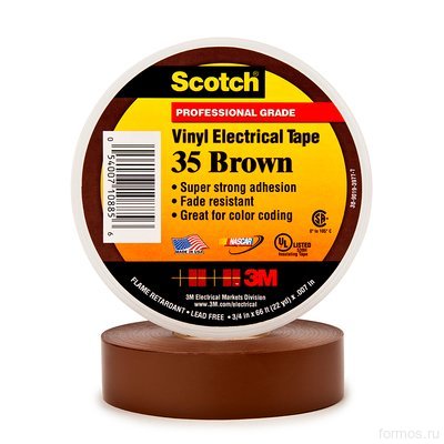 Scotch ® 35, коричневая, изоляционная лента высшего класса, 19мм х 20м х0,18мм