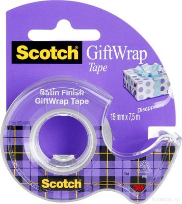 3M™ 15 полуматовая клейкая лента Scotch ® GiftWrap, для упаковки подарков, 19 мм х 7,5 м