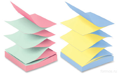 3M™ R330-UALT Z-блокноты Post-it ® синий / желтый и розовый / зеленый 76 х 76 мм